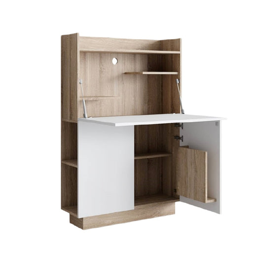 Bureau compact avec espaces de rangement en panneaux de particules - 80 x 40 x 150